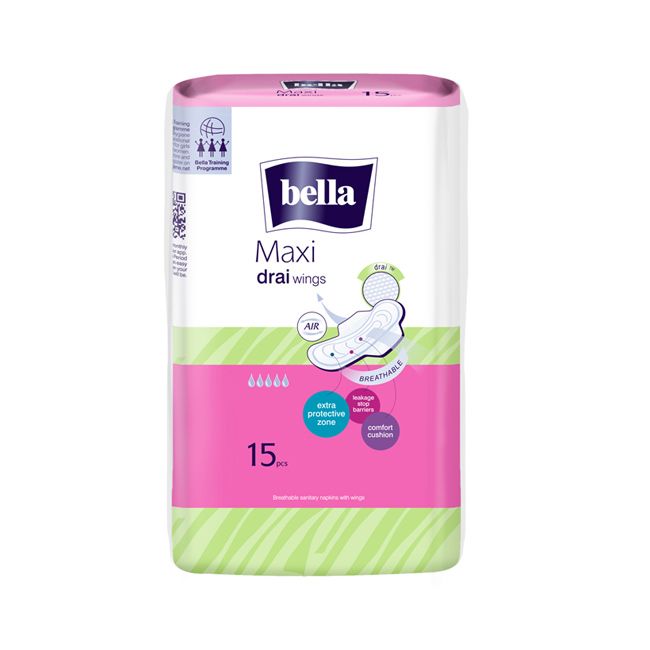 Bella Maxi Drai Wings Classic Sanitary Napkins 15 Piece